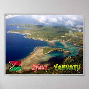 Affiche EFate - Erakor Island - Vue aérienne - Vanuatu -