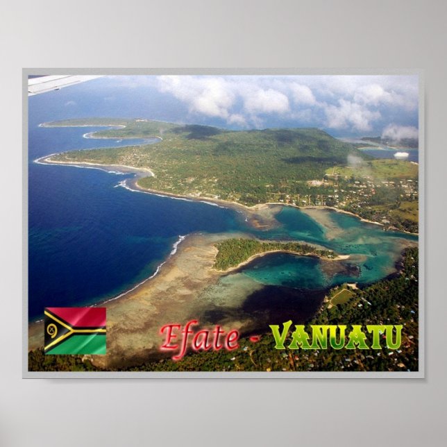Affiche EFate - Erakor Island - Vue aérienne - Vanuatu - (Devant)