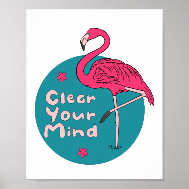 Affiche Effacez votre esprit Kawaii beau Flamant rose rose (Devant)