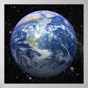 Affiche Effet 3D - La Terre Parmi Les Étoiles