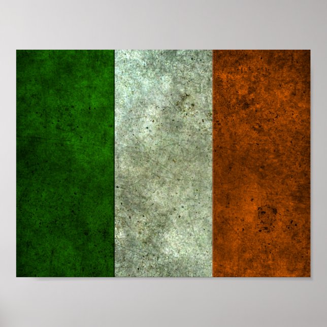 Affiche Effet acier vieilli du pavillon irlandais (Devant)