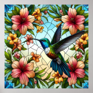 Affiche Effet Élégant en verre de colibri
