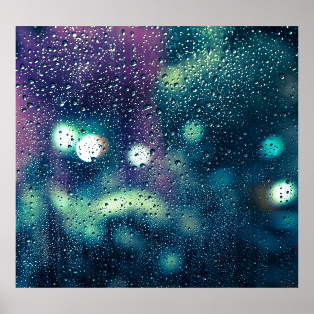 Affiche Effet Fenêtre Baisses de pluie vintage (Devant)