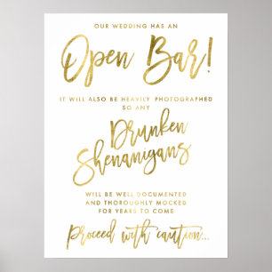 Affiche Effet Gold Foil Notre Mariage A Un Panneau Open Ba