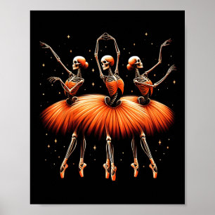 Affiche Éffrayant Byllerina Skeleton Danser Drôle Hallowee