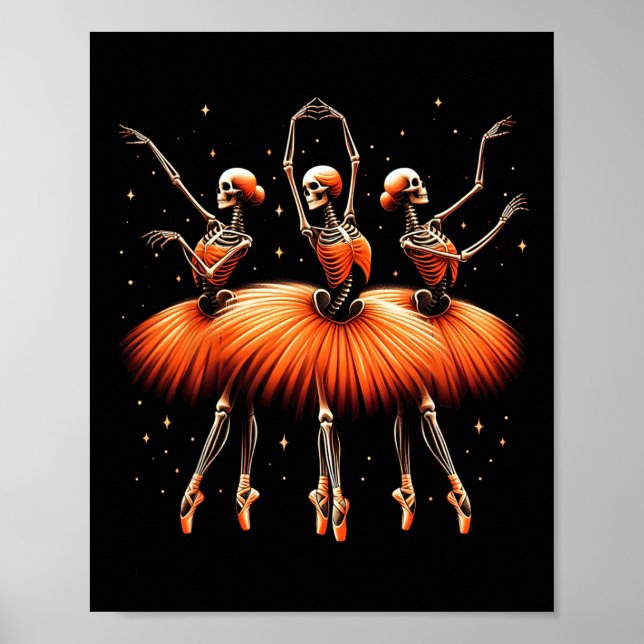 Affiche Éffrayant Byllerina Skeleton Danser Drôle Hallowee (Devant)