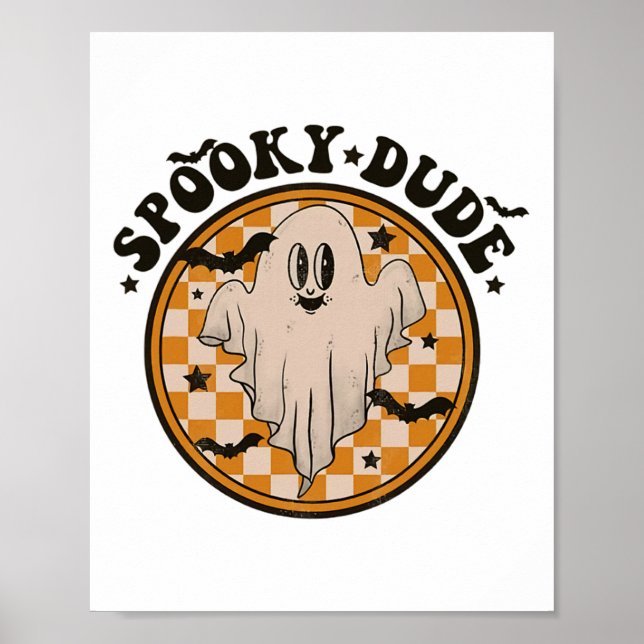Affiche Éffrayant Dude Cute Ghost Toddler Retro Boys Hallo (Devant)