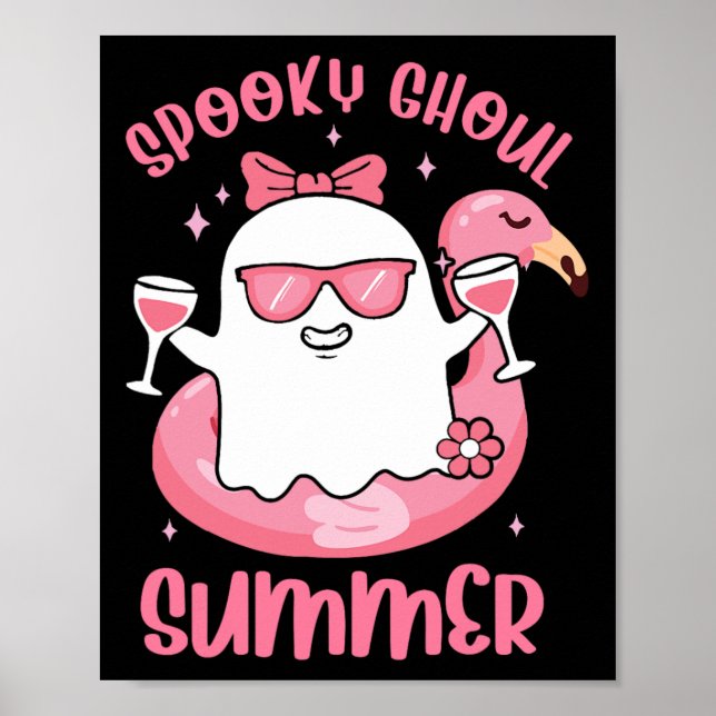 Affiche Éffrayant Ghoul été mignon Fantôme Flamant rose ét (Devant)