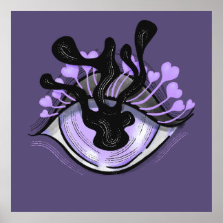 Affiche Éffrayant Gothique Violet Oeil Halloween Art