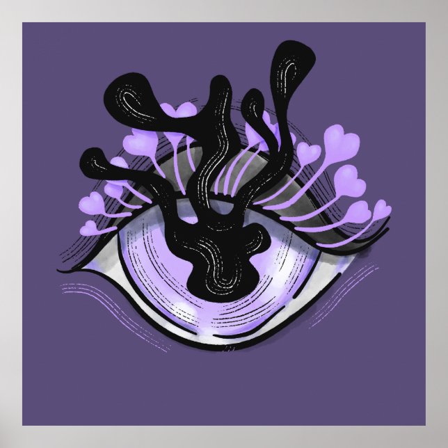 Affiche Éffrayant Gothique Violet Oeil Halloween Art (Devant)