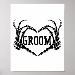 Affiche Éffrayant Groom Skeleton mains Fiançailles Mariage