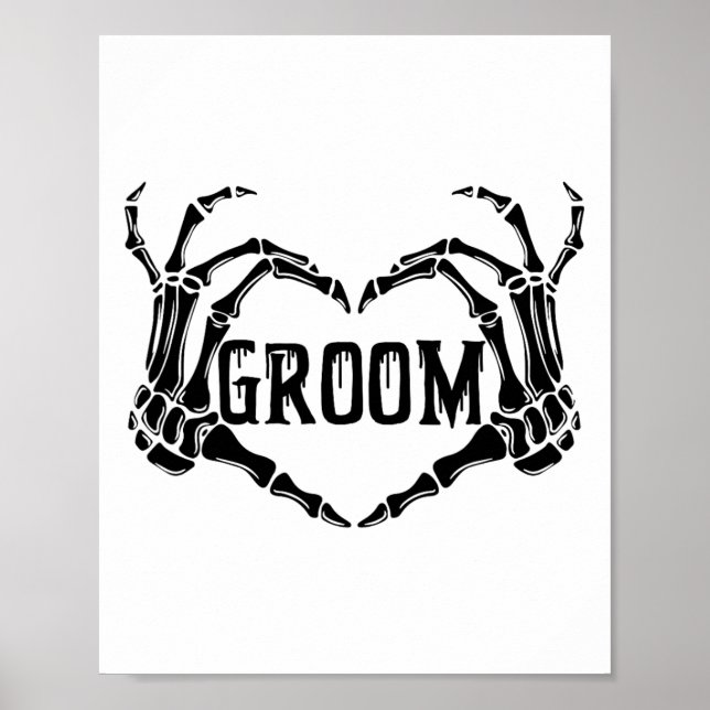 Affiche Éffrayant Groom Skeleton mains Fiançailles Mariage (Devant)
