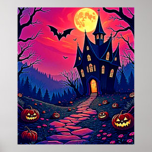 Affiche Éffrayant Halloween Haunted Mansion Art
