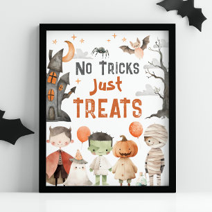 Affiche Éffrayant Halloween Party No Tricks Just Traite Si