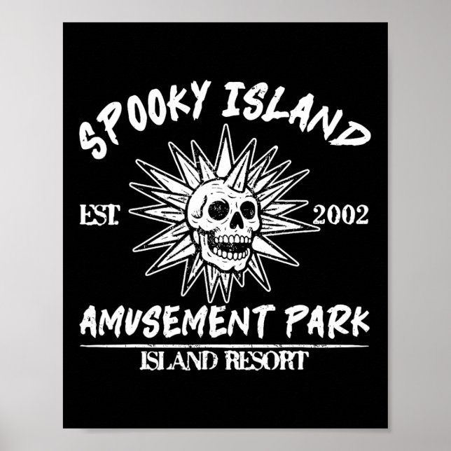 Affiche Éffrayant Island Retro Halloween Crâne 90s Hallowe (Devant)