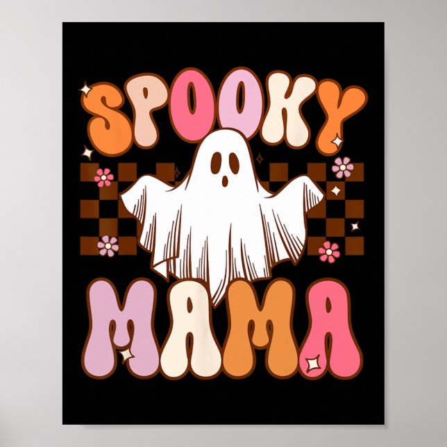 Affiche Éffrayant Mama Halloween Maman Ghost Costume Retro (Devant)