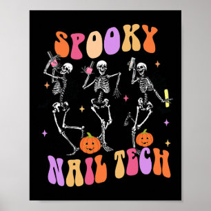 Affiche Éffrayant Nail Tech Fun Skeleton Nail Tech Hallowe