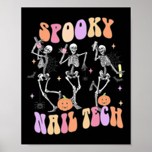 Affiche Éffrayant Nail Tech Funny Skeleton Nail Tech Hallo