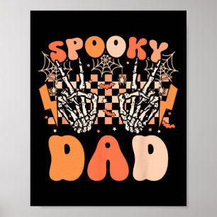 Affiche Éffrayant Papa Halloween Squelette Costume Retro S