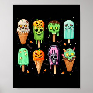Affiche Éffrayant Popsicle Glace Fête d'été Halloween S