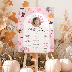 Affiche Éffrayant Un anniversaire d'Halloween rose photo M