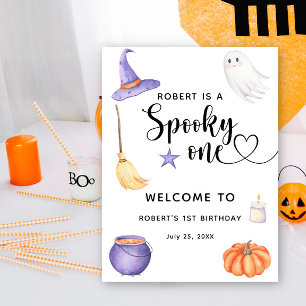 Affiche Éffrayant Un Halloween Bienvenue au 1er anniversai
