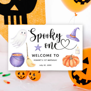 Affiche Éffrayant Un Halloween Bienvenue au 1er anniversai