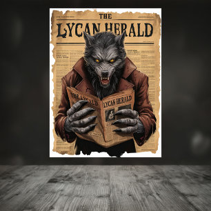 Affiche Éffrayant Werewolf Halloween style journal Vintage