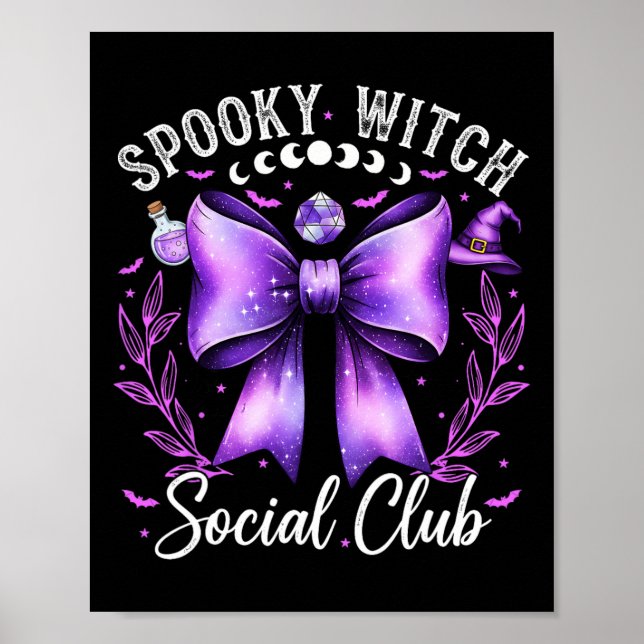 Affiche Éffrayant Witch Social Club Coquette Funny Hallowe (Devant)