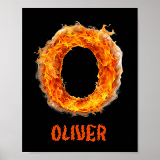Affiche Éffrayante flamme Oliver Halloween Lettre garçon N