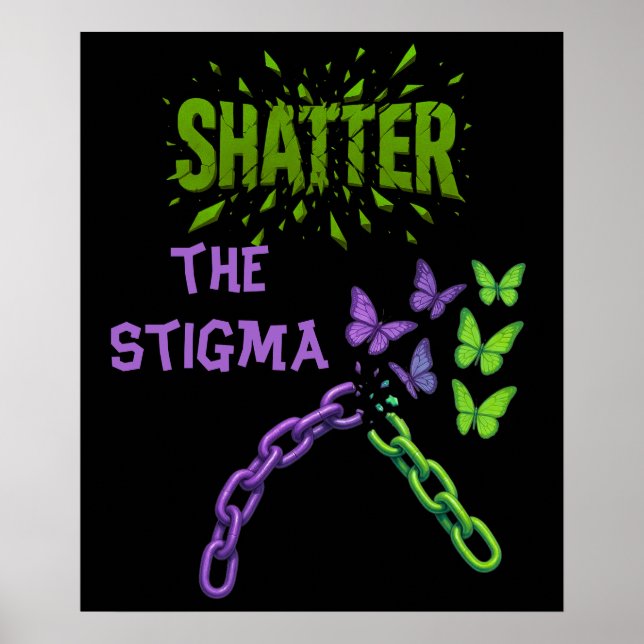Affiche Effrayer la stigmatisation - Santé mentale (Devant)