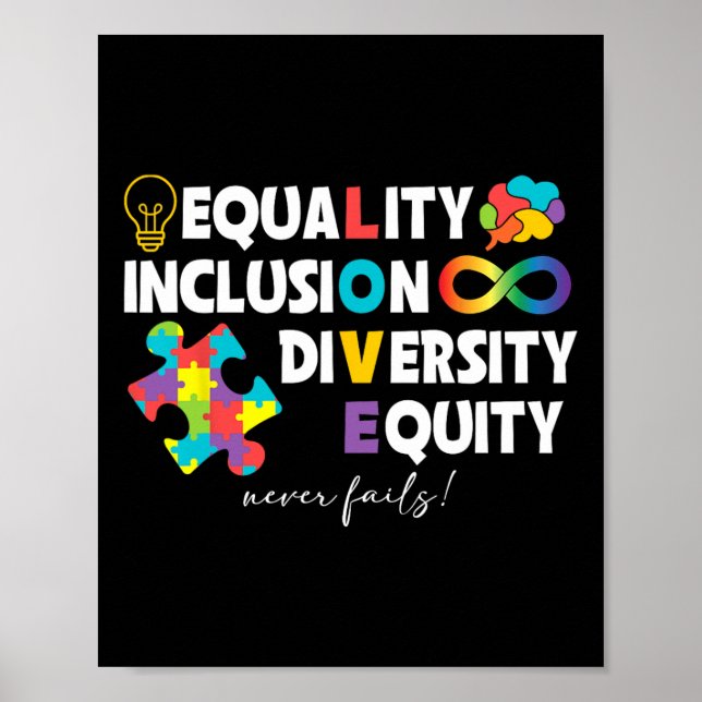 Affiche Égalité Inclusion Diversité Équité Aimer Autisme A (Devant)