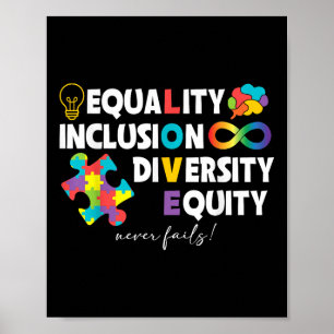 Affiche Égalité Inclusion Diversité Équité Aimer Autisme A