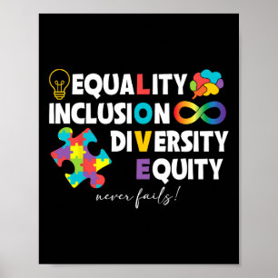Affiche Égalité Inclusion Diversité Équité Amour Autisme A