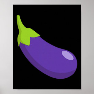 Affiche Eggplant Et Pêche Correspondant Couple Icône Émoti