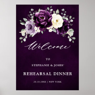 Affiche Eggplant Purple Plum Boho Rehearsal Dinner Welcome