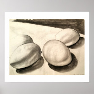 Affiche Eggs, a still life, in charcoal