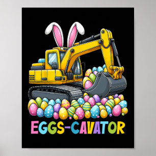 Affiche Eggscavator Chasse aux Oeufs de Pâques Camions de 