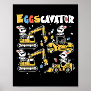 Affiche Eggscavator Chasse aux Oeufs de Pâques Camions de