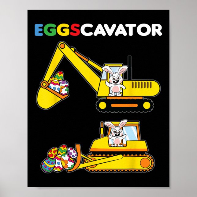 Affiche Eggscavator lapin de Pâques chasse d'oeufs de lapi (Devant)