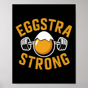 Affiche Eggstra Strong Funny Oeuf Protein Bodybuilding Pun
