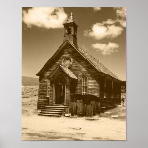 Affiche Église à Bodie, CA (sépia) Imprimer