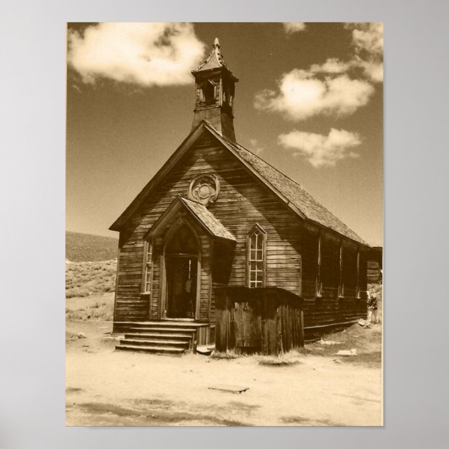 Affiche Église à Bodie, CA (sépia) Imprimer (Devant)