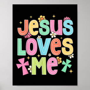 Affiche Église chrétienne biblique Groovy Jesus Loves Me