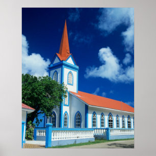 Affiche Église colorée sur l'île de Tahaa dans les