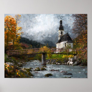 Affiche Église dans la forêt