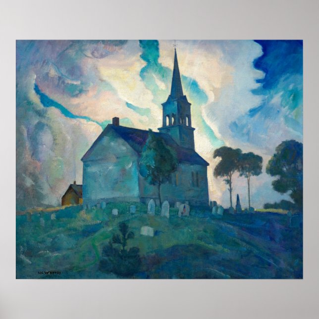 Affiche Église de Ridge par Newell Convers Wyeth (Devant)
