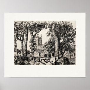 Affiche Église de Sancreed Cornwall, Eleanor Hughes Re-édi