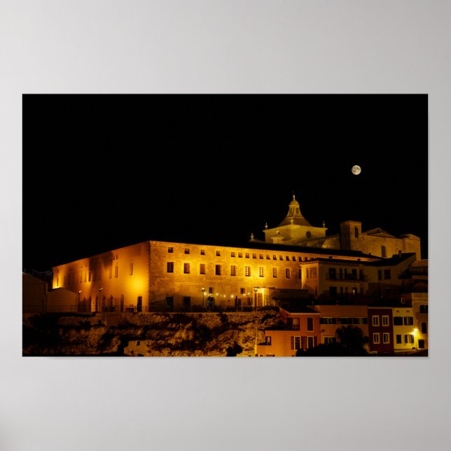 Affiche Église du Carmen la nuit - Mahon, Menorca, Espagne (Devant)