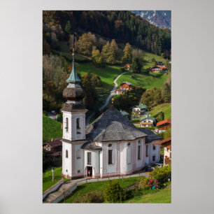 Affiche Église du village Maria Gern, Bavière